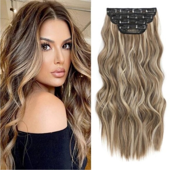 New 4PCS Clip-in Hair Extensions Light Brown & Dirty Blonde Hairpieces NEW ♥️